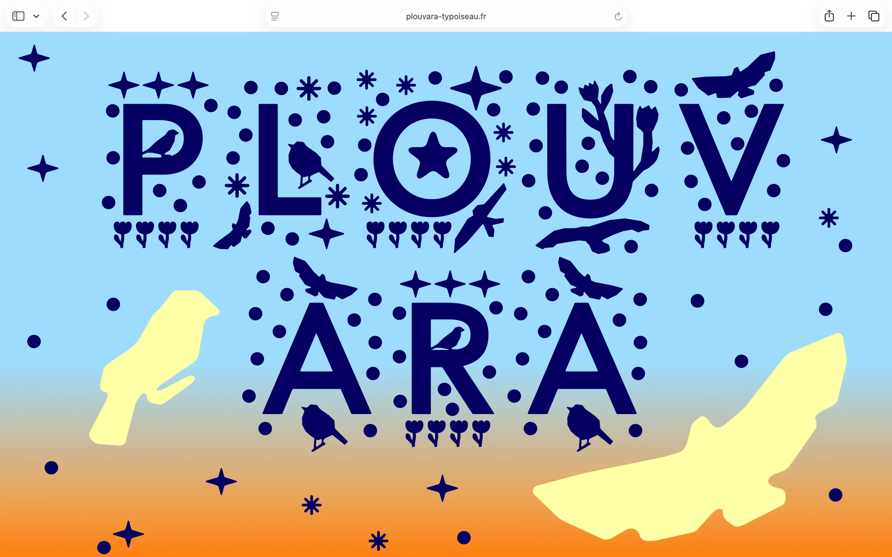 Site specimen typgraphique desktop plouvara-typoiseau.fr