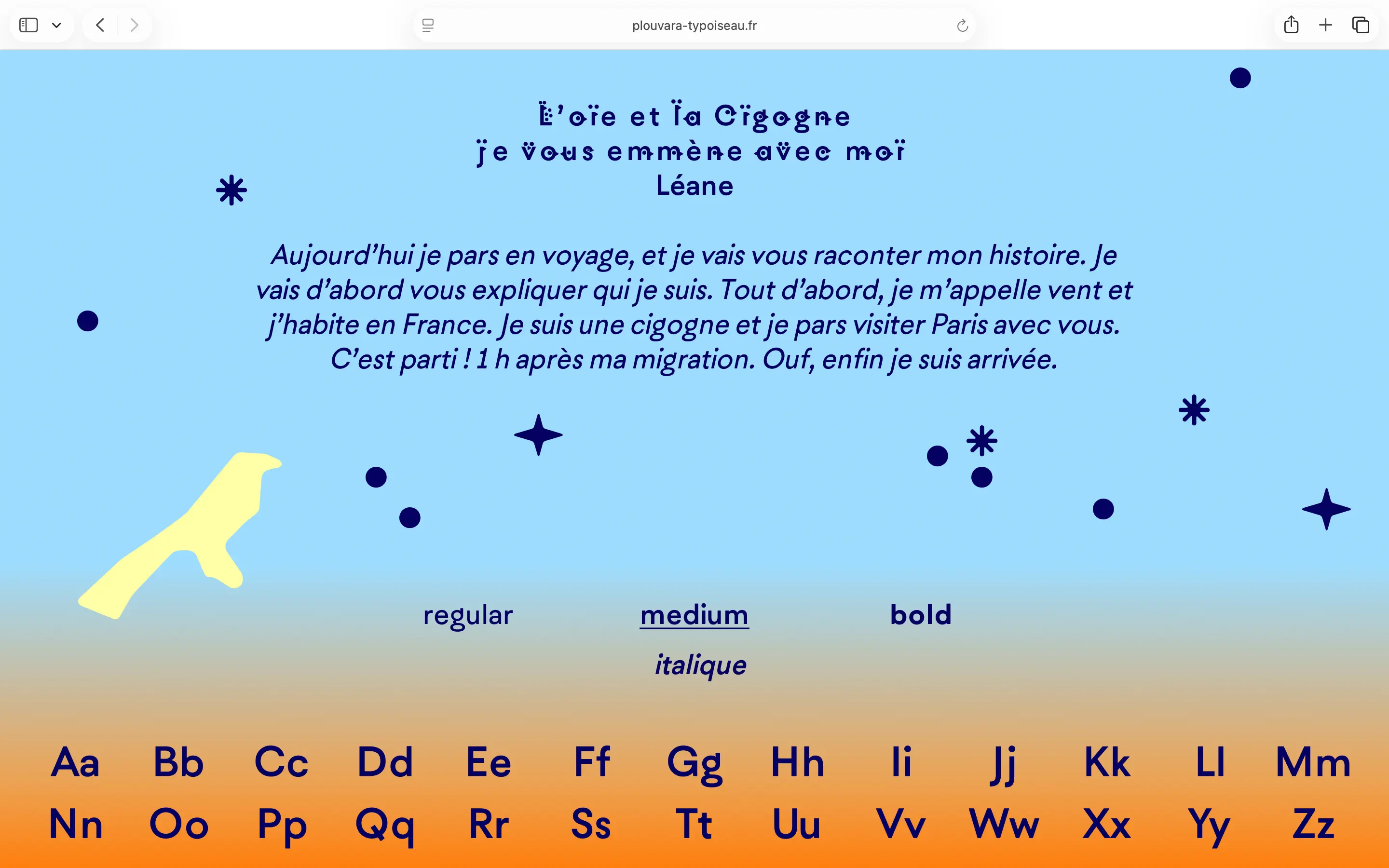 Site specimen typgraphique desktop