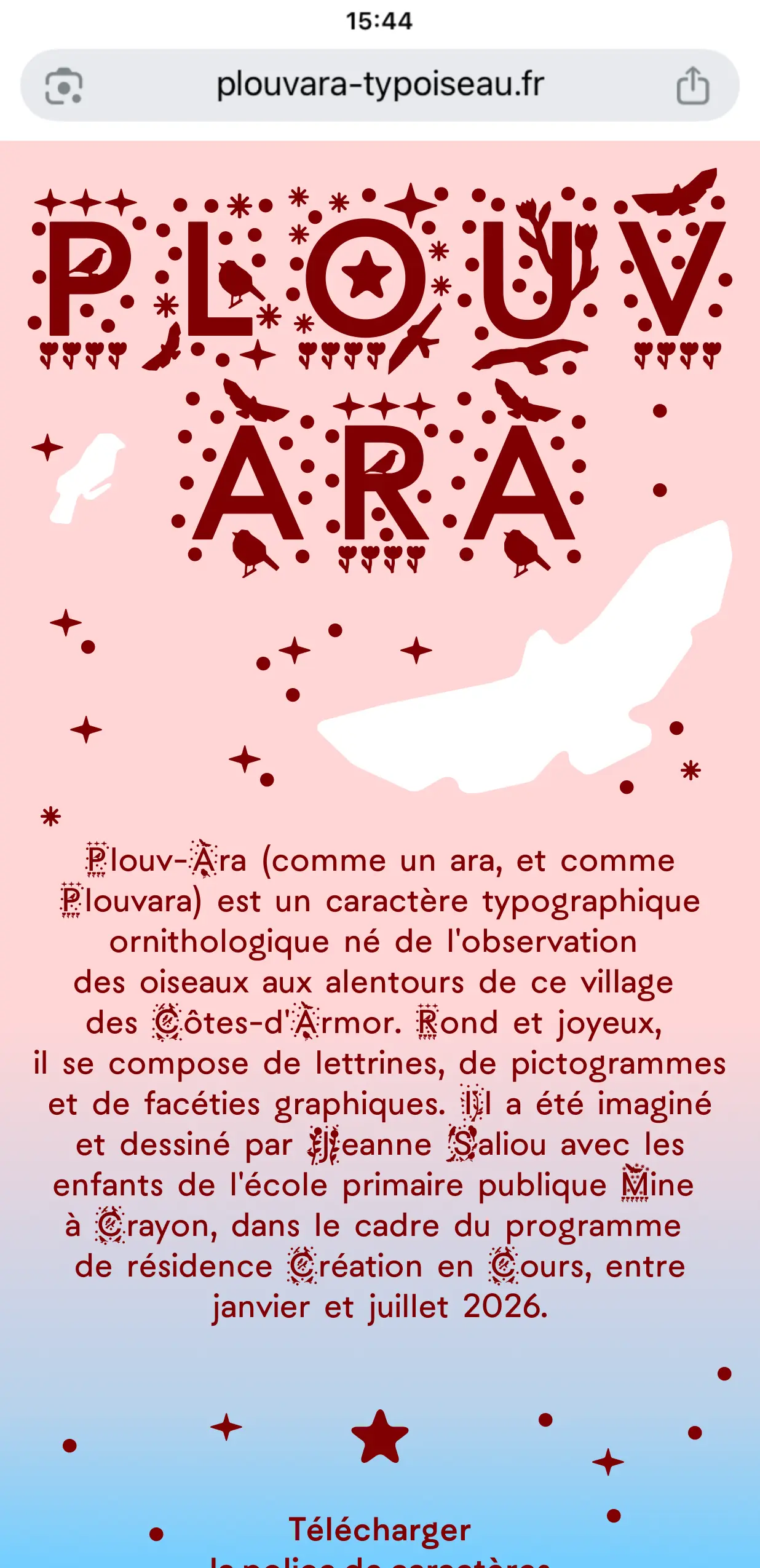Site specimen typgraphique mobile