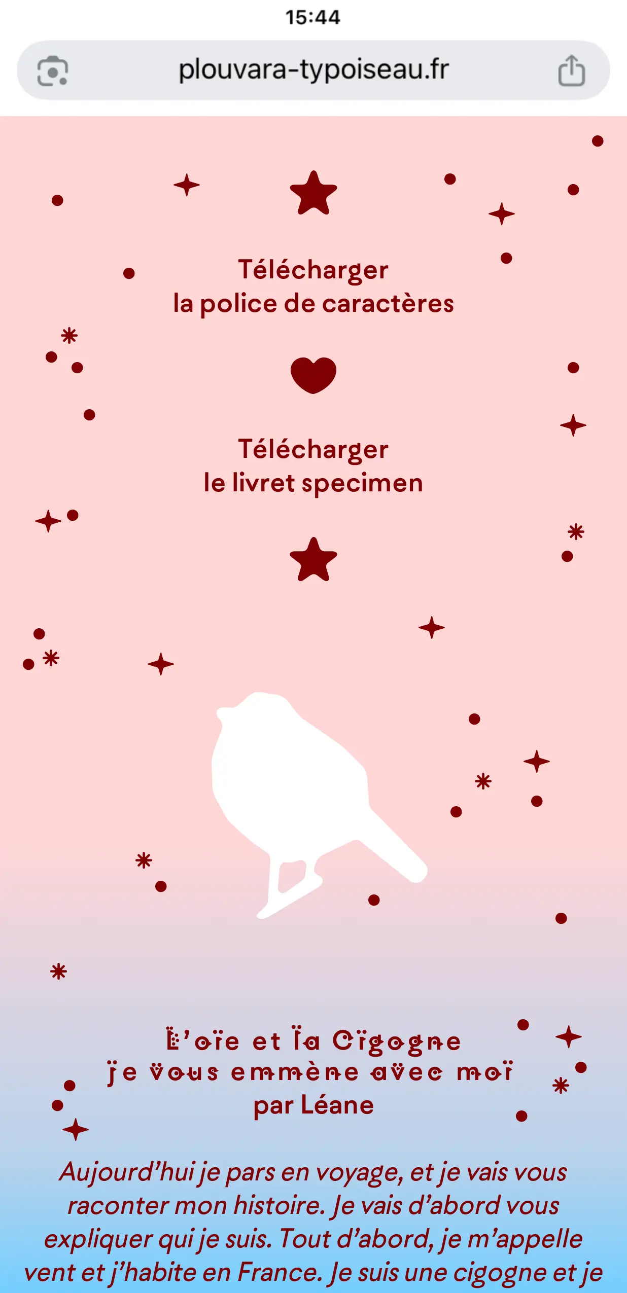 Site specimen typgraphique mobile