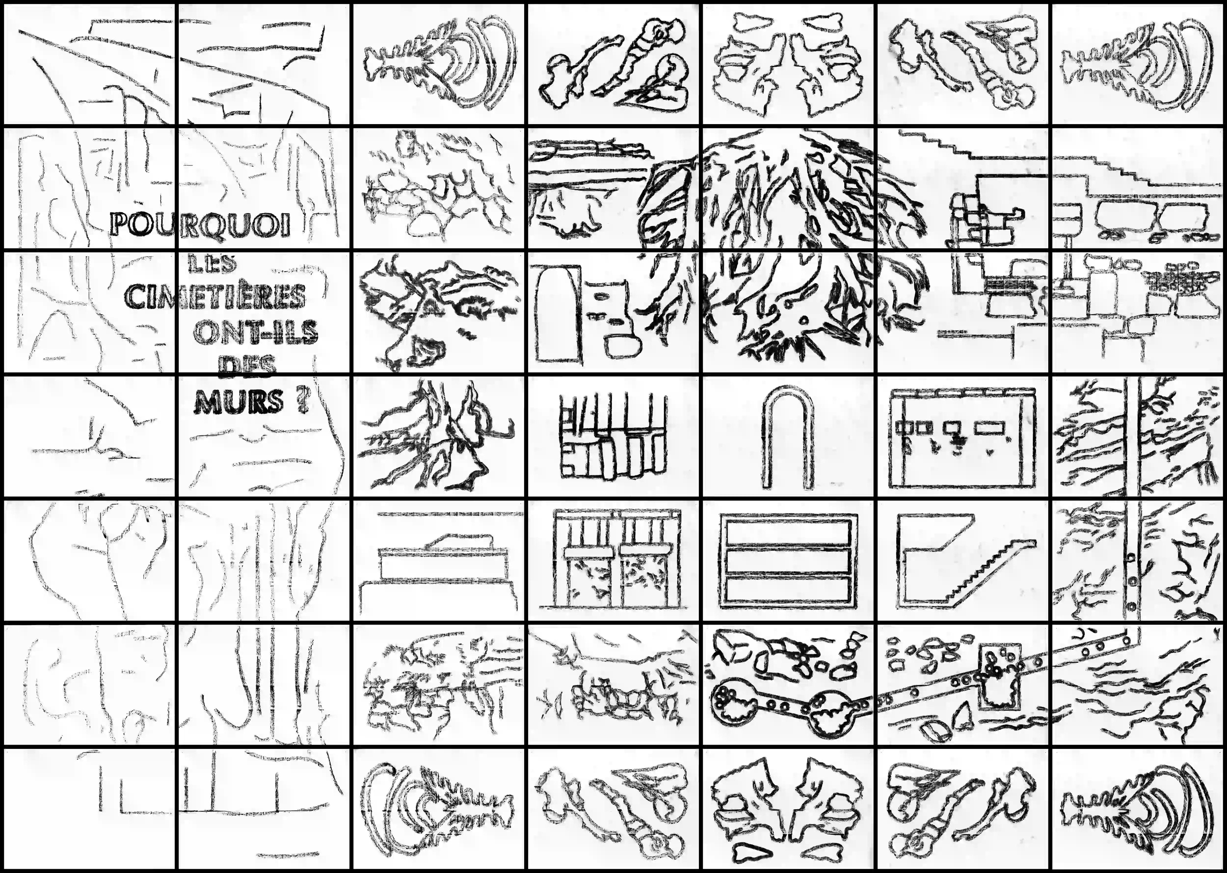 accrochage d'une fresque incarnant la fiction graphique