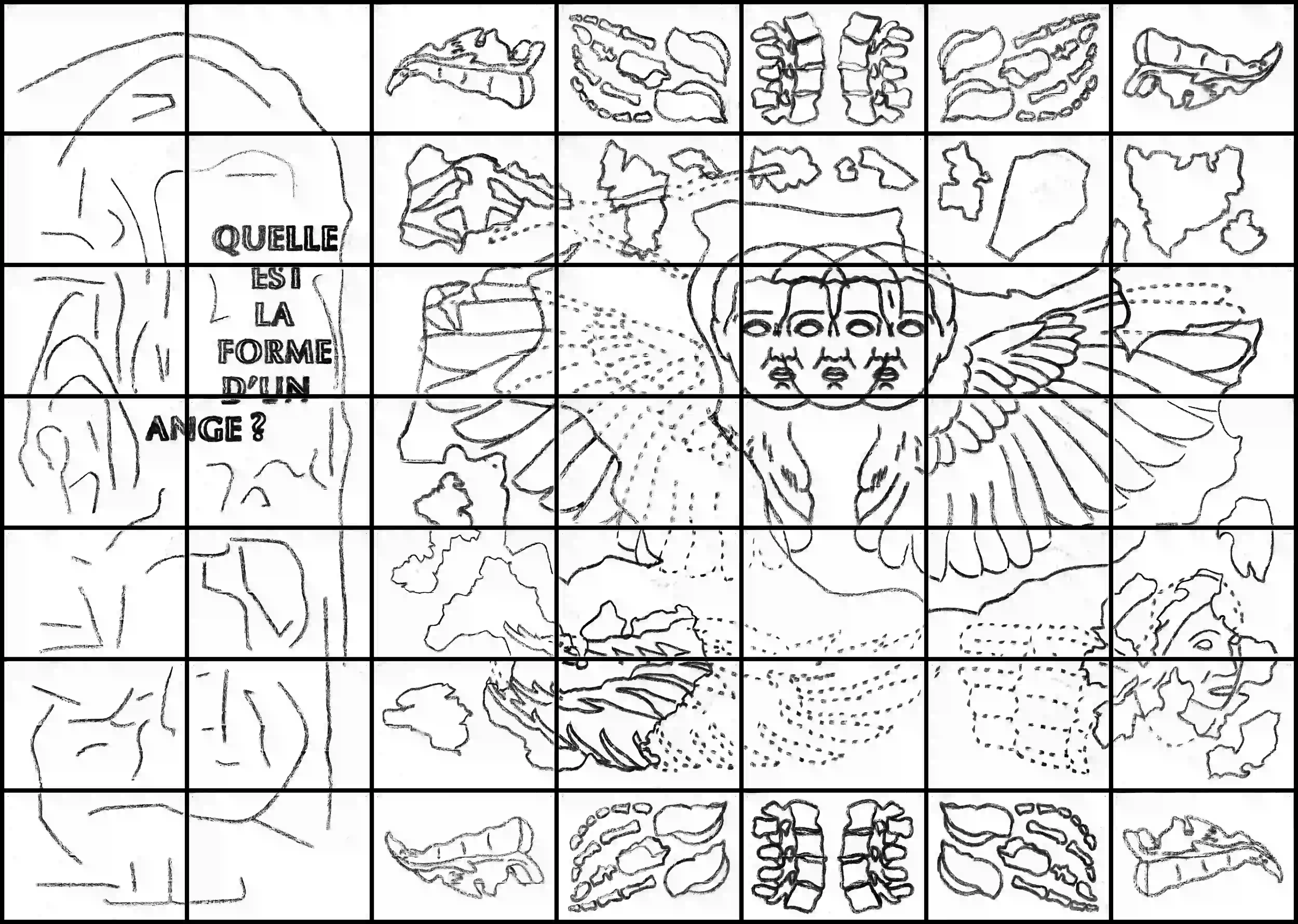 accrochage d'une fresque incarnant la fiction graphique